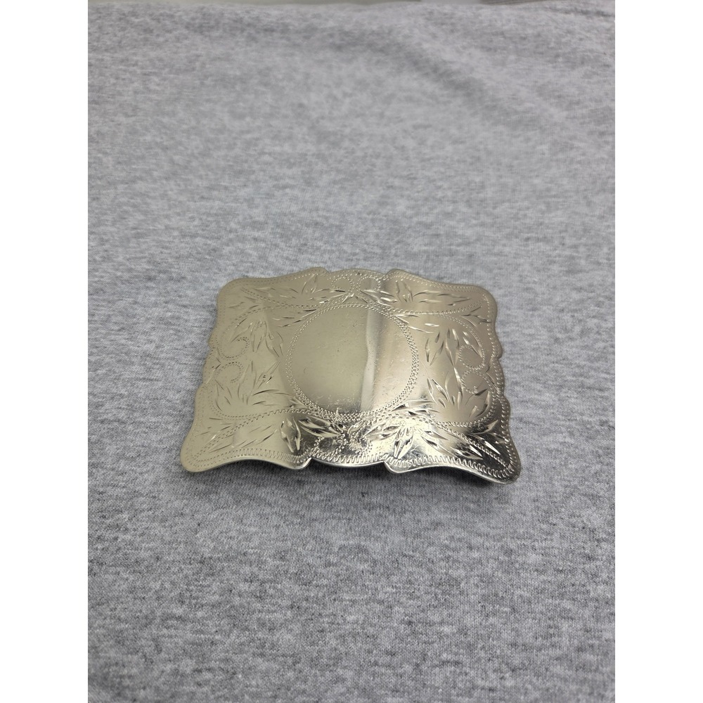 Vintage Large Don Ricardo Nickel Silver Bronze Trim Floral Belt Buckle Western